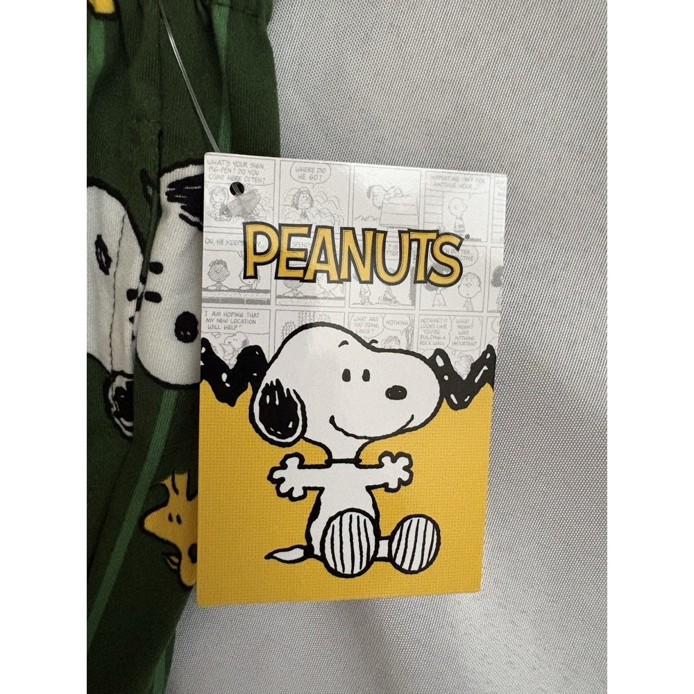 NEW Snoopy Peanuts Fleece Lounge Pants PJ Bottoms SNOOPY PANTS GREEN Size Large - Picture 2 of 7